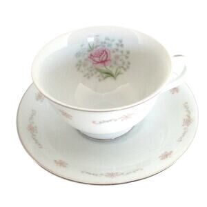 Crestwood China 1078 Pink Rose Flower Cup & Saucer Japan